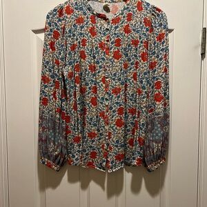 Spell Red and Blue Floral Blouse